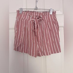 Cute Tie Waist Pink and White Stripped Shorts M